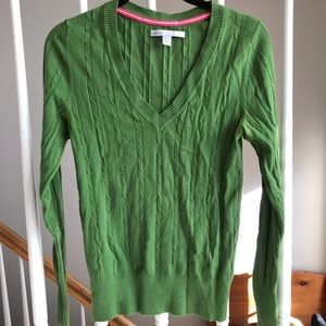 SOLD V-neck green cable knit sweater
